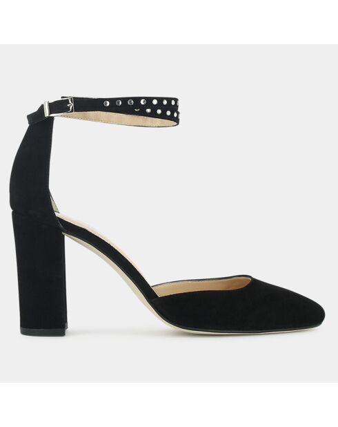 Babies en Velours de Cuir Newton noires - Talon 7 cm