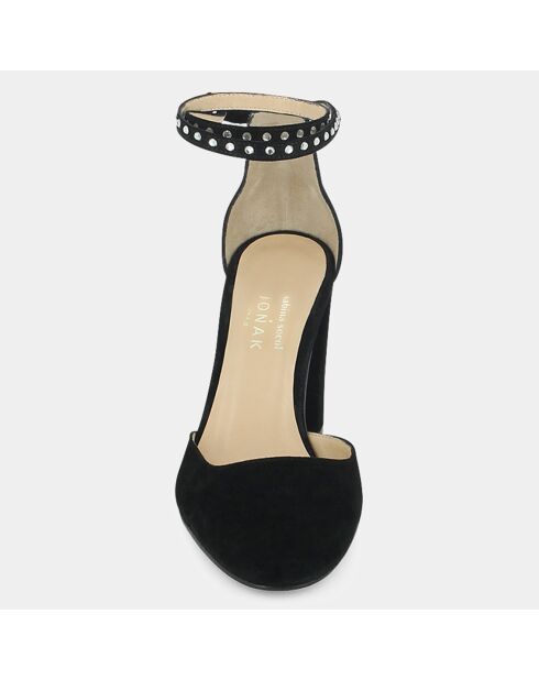 Babies en Velours de Cuir Newton noires - Talon 7 cm