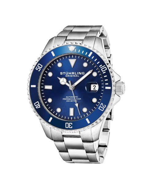 Montre Homme en Acier Automatique Aquadiver argenté/bleu