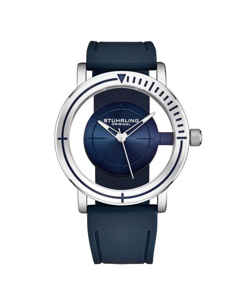 Montre Homme en Silicone  Quartz Aviator bleue