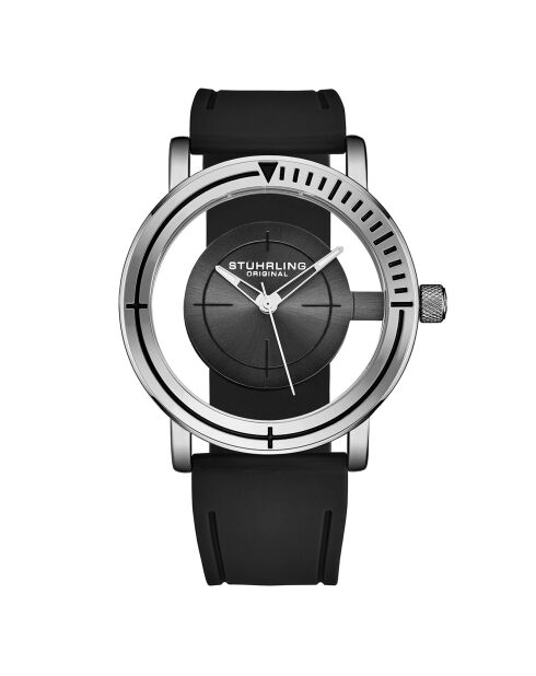 Montre Homme en Silicone Quartz Aviator noire