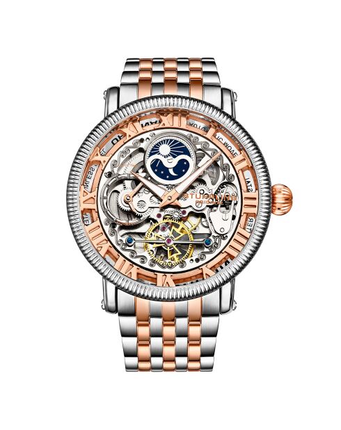 Montre Homme en Acier Automatique Legacy argenté/rose
