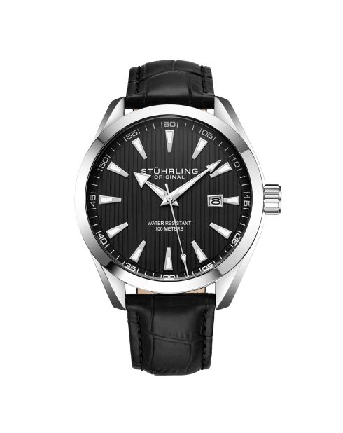 Montre Homme en Cuir Quartz Symphony noire