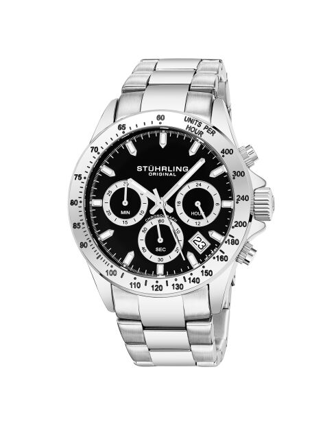 Montre Homme en Acier Quartz Chronographe Monaco argenté/noir