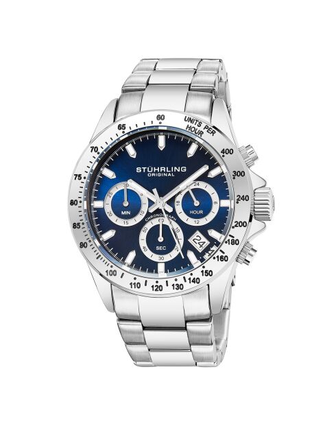 Montre Homme en Acier Quartz Chronographe Monaco argenté/bleu
