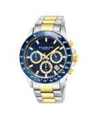 Montre Homme en Acier Quartz Chronographe Monaco argenté/doré/bleu