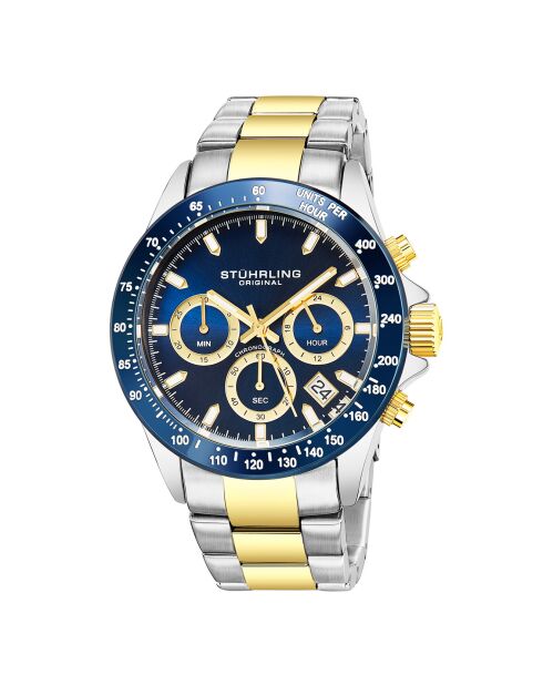 Montre Homme en Acier Quartz Chronographe Monaco argenté/doré/bleu