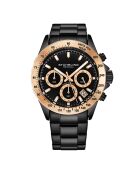 Montre Homme Quartz Chronographe Monaco en Acier noir/rose