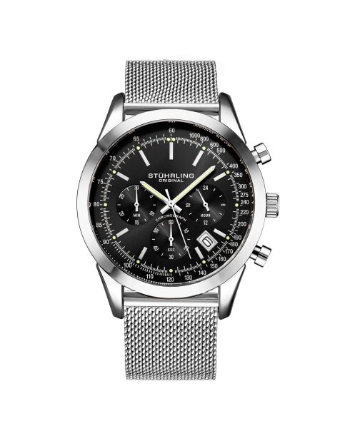 Montre Homme en Acier Quartz Chronographe Monaco argenté/noir
