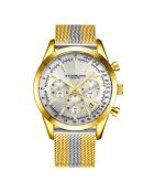Montre Homme Quartz Chronographe Monaco en Acier doré/argenté