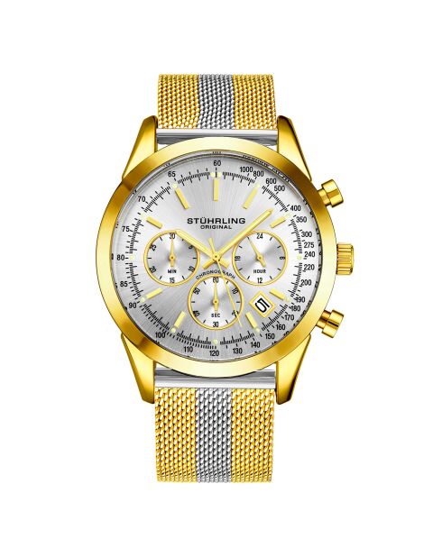 Montre Homme Quartz Chronographe Monaco en Acier doré/argenté