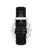 Montre Homme en Cuir Quartz Chronographe Monaco noir/argenté