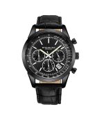 Reloj Monaco Black Chronograph Quartz Cuero para Hombre