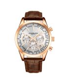 Montre Homme en Cuir Quartz Chronographe Monaco marron/rose