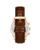 Montre Homme en Cuir Quartz Chronographe Monaco marron/rose