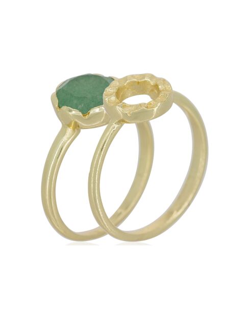 2 Bagues Cléo Aventurine en laiton doré