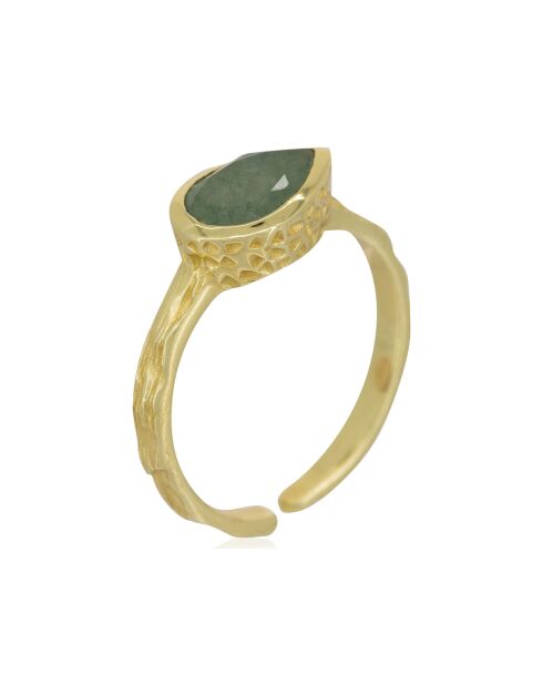 Bague ajustable Marcela Aventurine en laiton doré