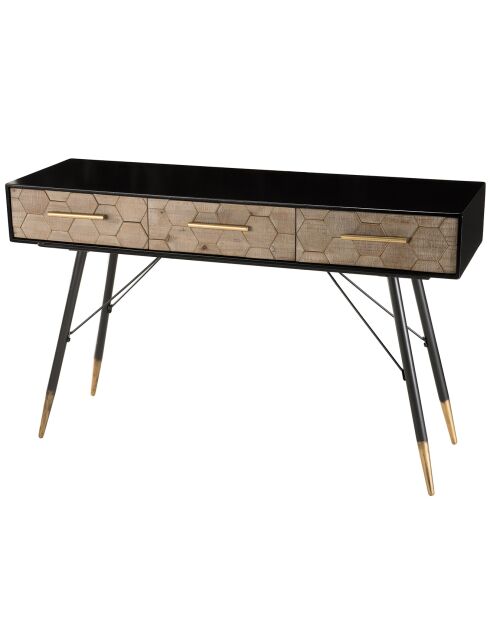 Console style scandinave - 3 tiroirs métal/bois - 120x38x74cm