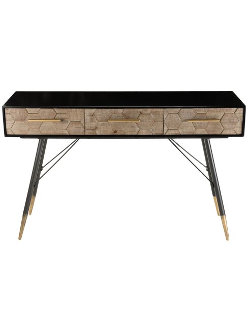 Console style scandinave - 3 tiroirs métal/bois - 120x38x74cm