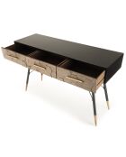 Console style scandinave - 3 tiroirs métal/bois - 120x38x74cm