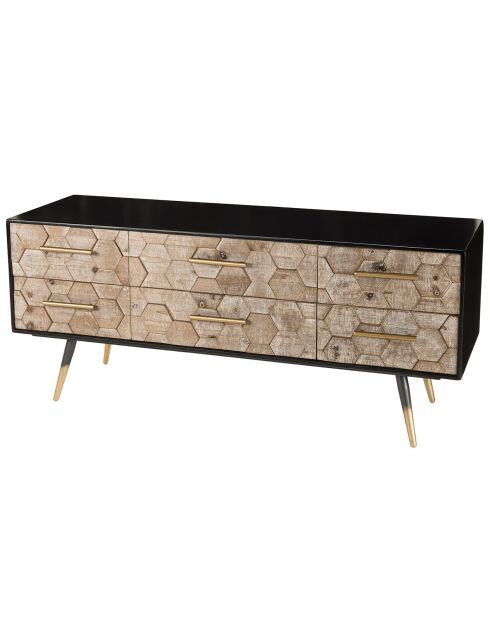 Meuble TV style scandinave à 6 tiroirs métal/bois - 120x38x52cm