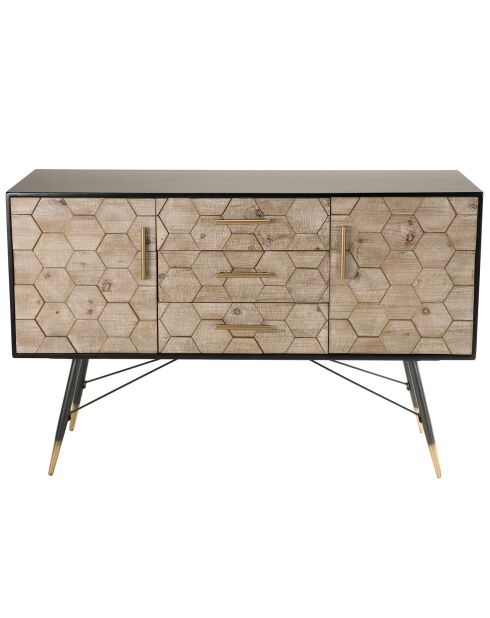 Buffet style scandinave à 3 tiroirs métal/bois - 129x40x44cm