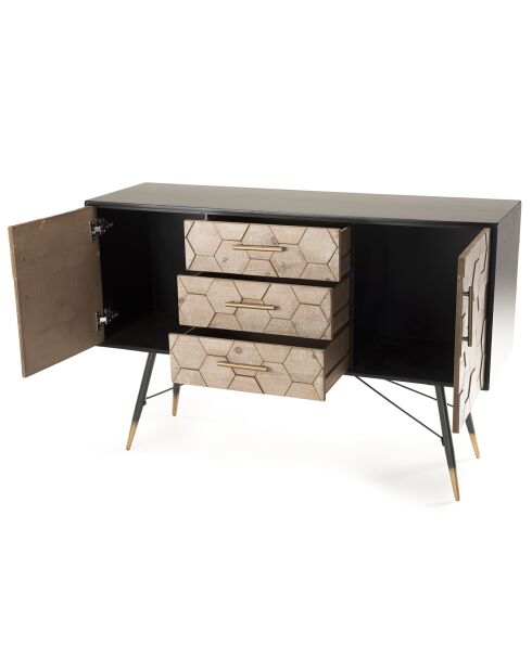 Buffet style scandinave à 3 tiroirs métal/bois - 129x40x44cm