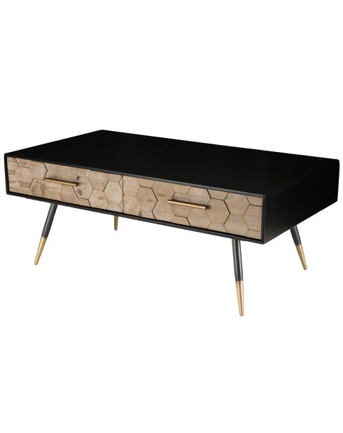 Table basse style scandinave à 2 tiroirs métal/bois - 110x60x44cm