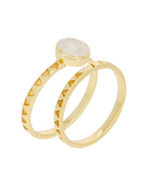 2 Bagues Erika Pierre de Lune en laiton doré