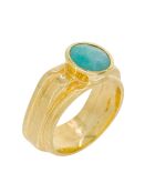 Bague Flora Amazonite en laiton doré