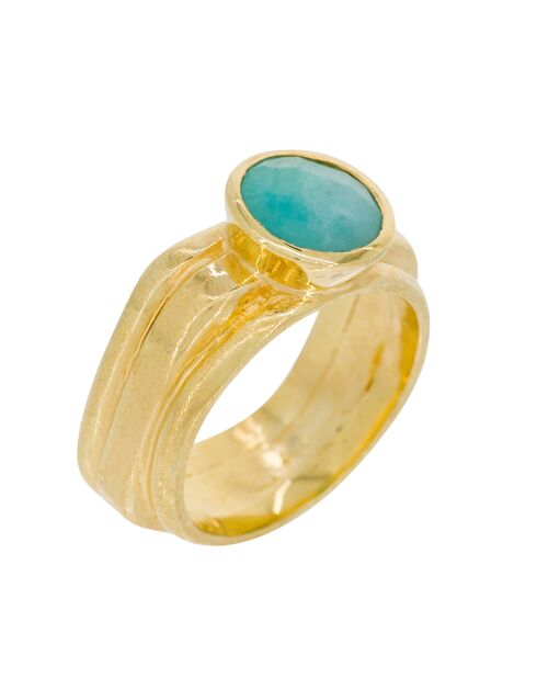 Bague Flora Amazonite en laiton doré