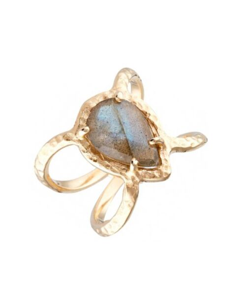 Bague Liva Labradorite en laiton doré