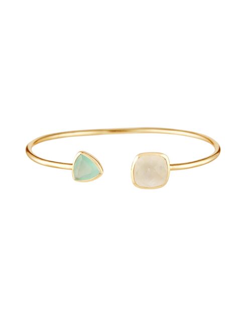 Bracciale rigido Talia Moonstone & Aqua Calci in ottone dorato