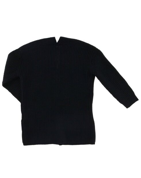 Cardigan mi-long en Maille mélangée brodé noir