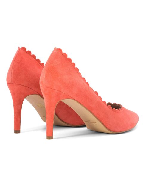 Escarpins en Velours de Cuir Ornella oranges - Talon 8.5 cm