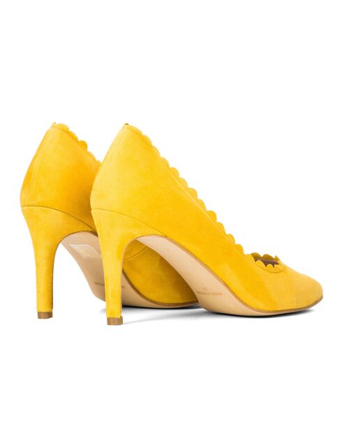 Escarpins en Velours de Cuir Ornella jaunes - Talon 8.5 cm