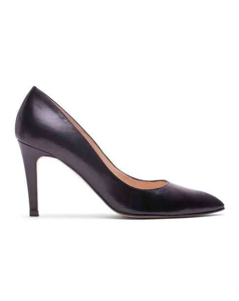 Sissi zwarte leren pumps met hak van 8 cm