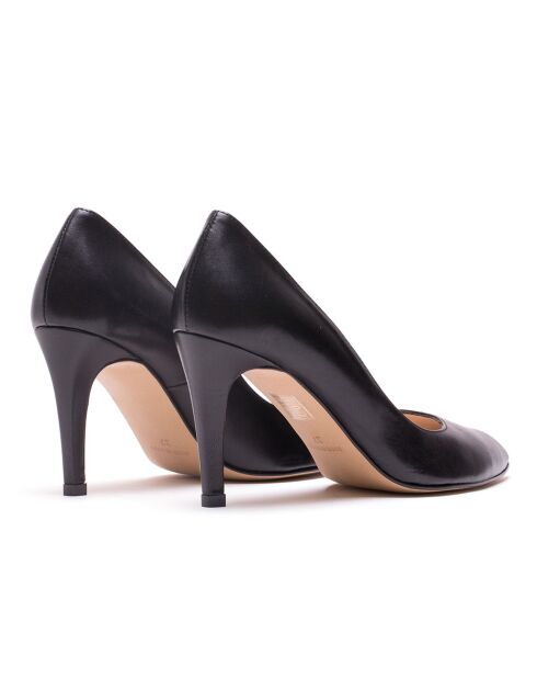 Sissi zwarte leren pumps met hak van 8 cm