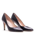 Sissi zwarte leren pumps met hak van 8 cm
