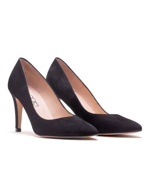 Schwarze Sissi Pumps aus Veloursleder - 8 cm Absatz