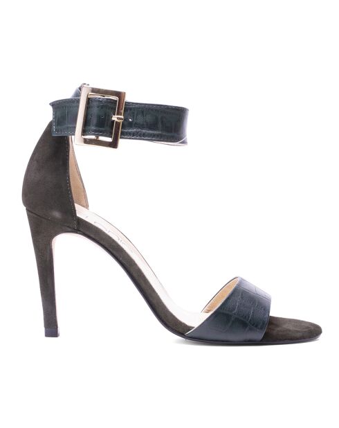 Graue Krokoledersandalen - 8,5 cm Absatz