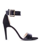 Schwarze Krokoledersandalen - 8,5 cm Absatz