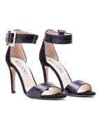 Schwarze Krokoledersandalen - 8,5 cm Absatz