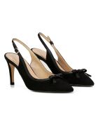 Slingback Megane in pelle di velluto nera - tacco 8 cm