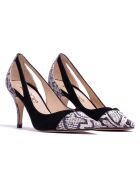 Olivia Pumps aus schwarzem Python-Samt aus Veloursleder — 7,5 cm Absatz