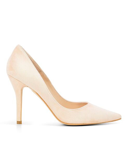 Josy Pumps aus beigem Samt aus Leder - 9,5 cm Absatz