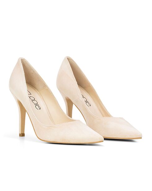 Josy Pumps aus beigem Samt aus Leder - 9,5 cm Absatz