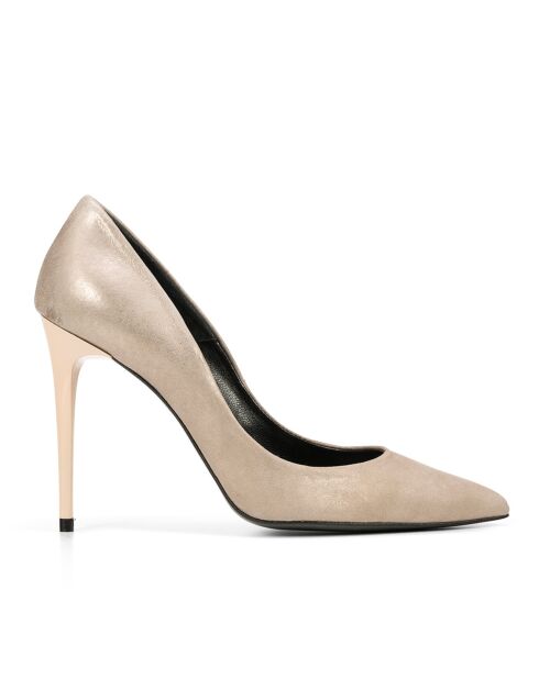 Pumps Diana aus goldfarbenem Leder - 10 cm Absatz