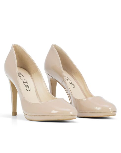 Beige Pumps Kate aus Leder - 10 cm Absatz