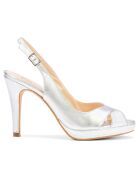 Zilverkleurige leren sandalen Elizabeth - hak van 10 cm
